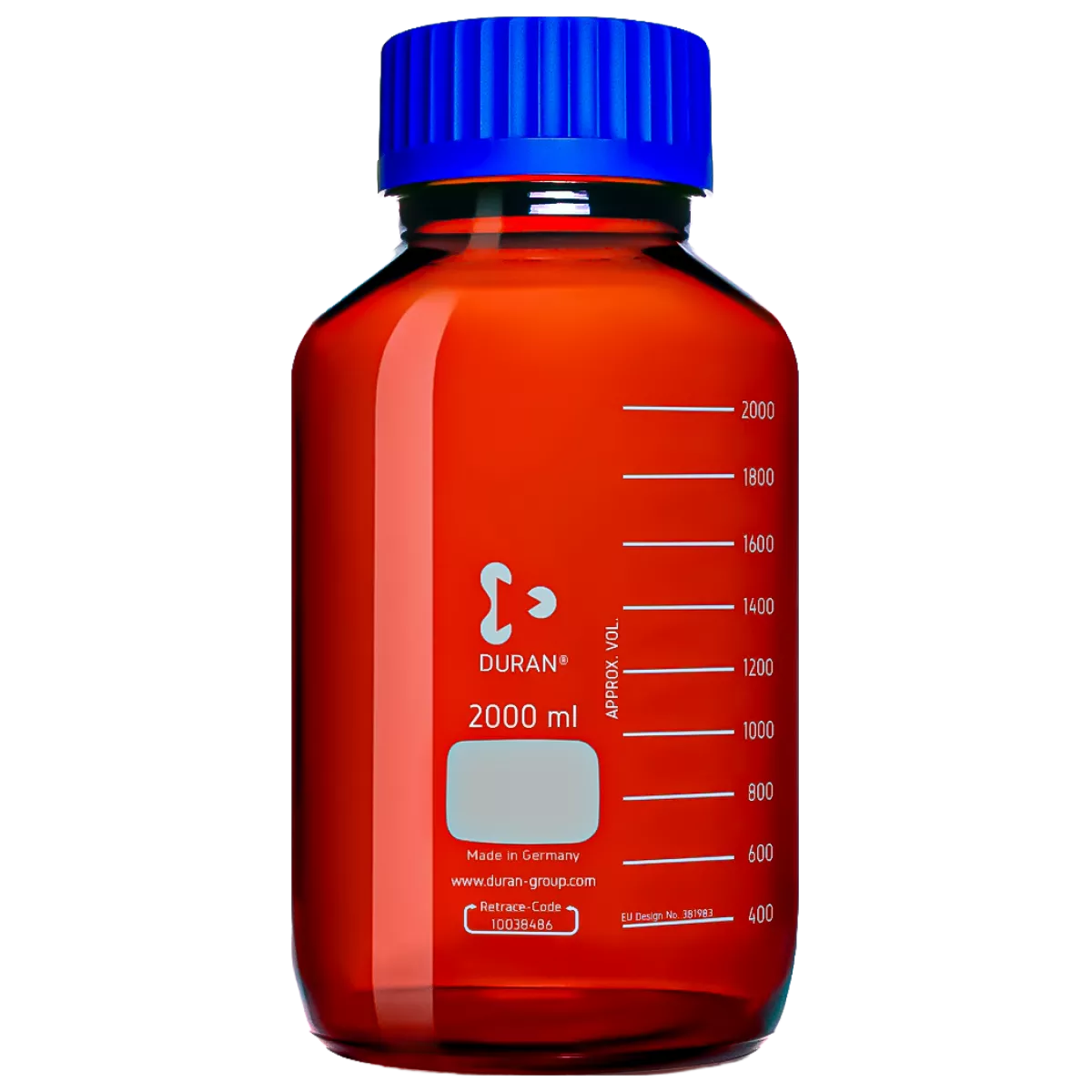 Банка для реактивов 2000 мл с крышкой, градуированная, широкогорлая GLS 80, темное стекло, DWK (Schott Duran), 1160148