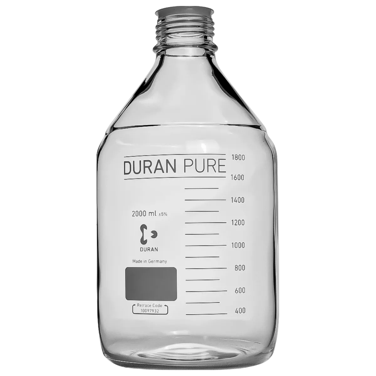 Банка для реактивов PURE 2000 мл, GL 45, с пробкой, светлое стекло, DWK (Schott Duran), 818016305