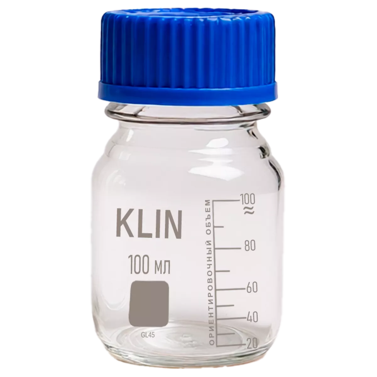 Банка с крышкой 100 мл градуированная GL 45, KLIN