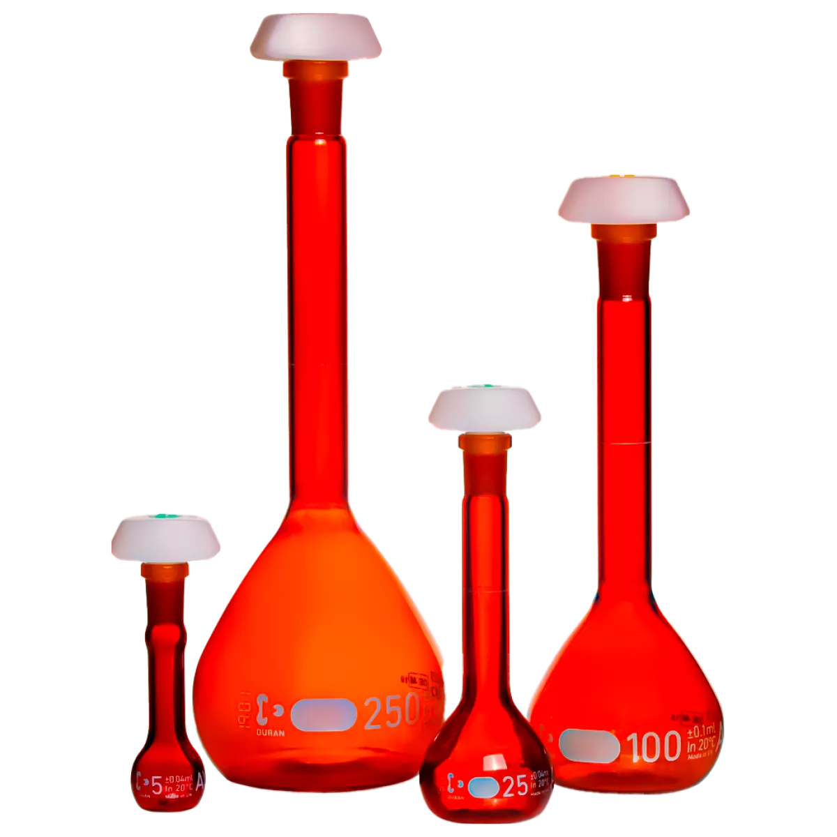 Колба мерная 100 мл 12/21, класс А, пластиковая пробка, темная, DWK (Schott Duran), 246762458