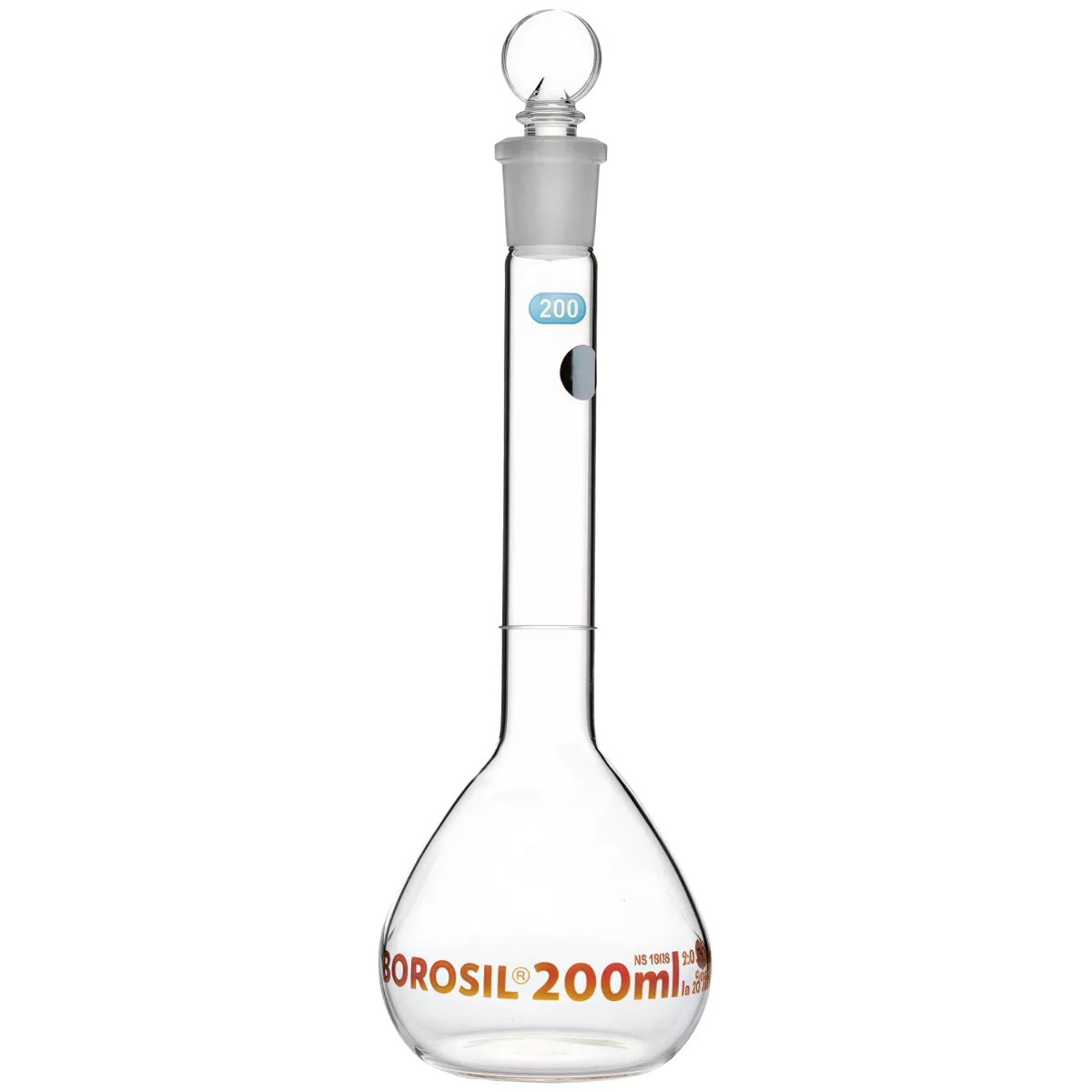 Колба мерная 20 мл, 10/19, стеклянная пробка, класс А, Borosil, 5640008A
