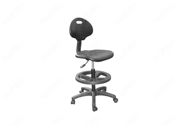 Кресло лабораторное КР11-В с подставкой для ног, черный полиуретан