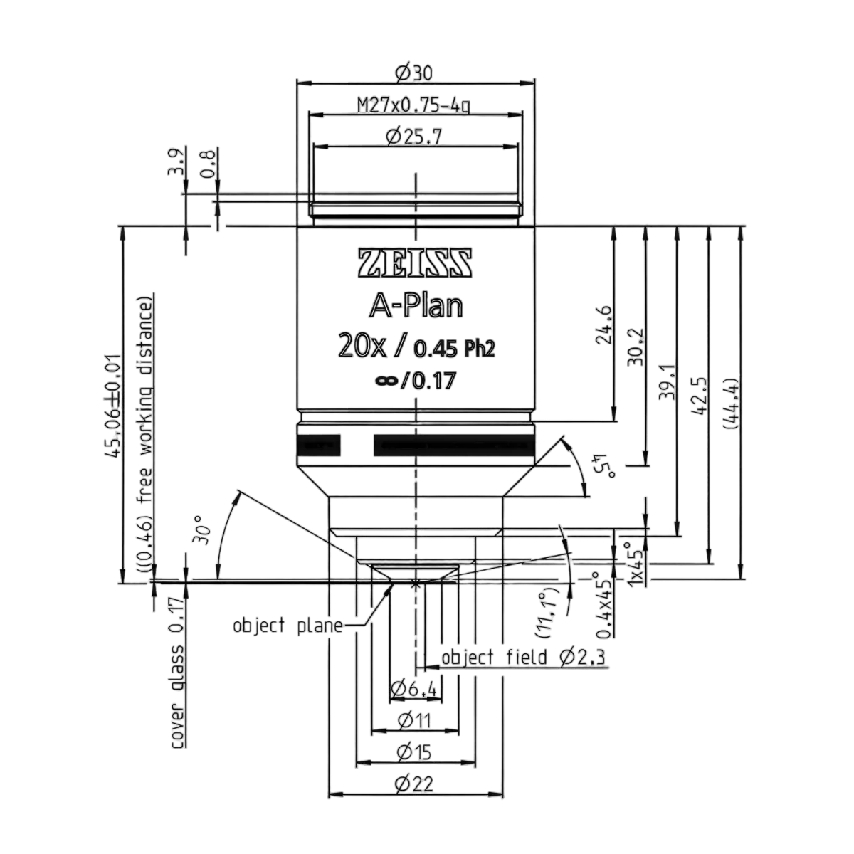Объектив A-Plan 20x/0.45 Ph2 M27, Zeiss