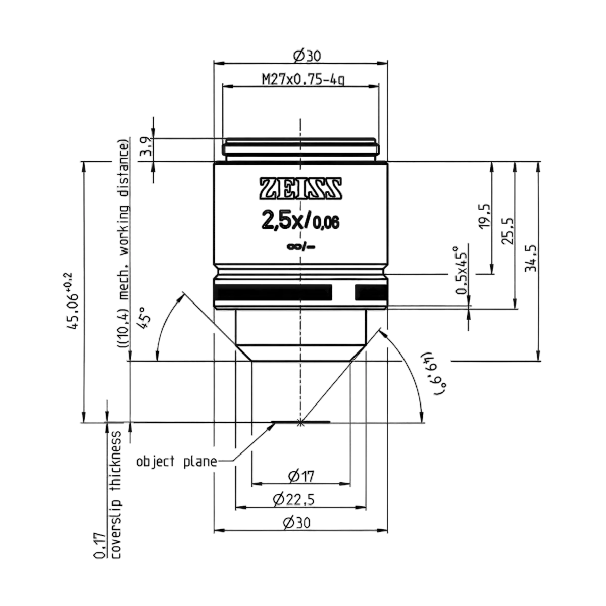 Объектив A-Plan 2.5x/0.06 M27, Zeiss