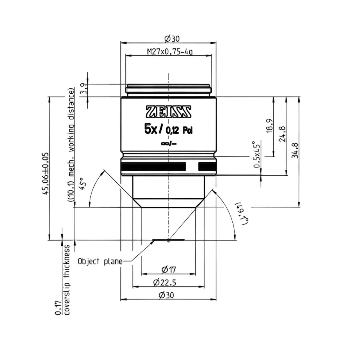 Объектив A-Plan 5x/0.12 Pol M27, Zeiss