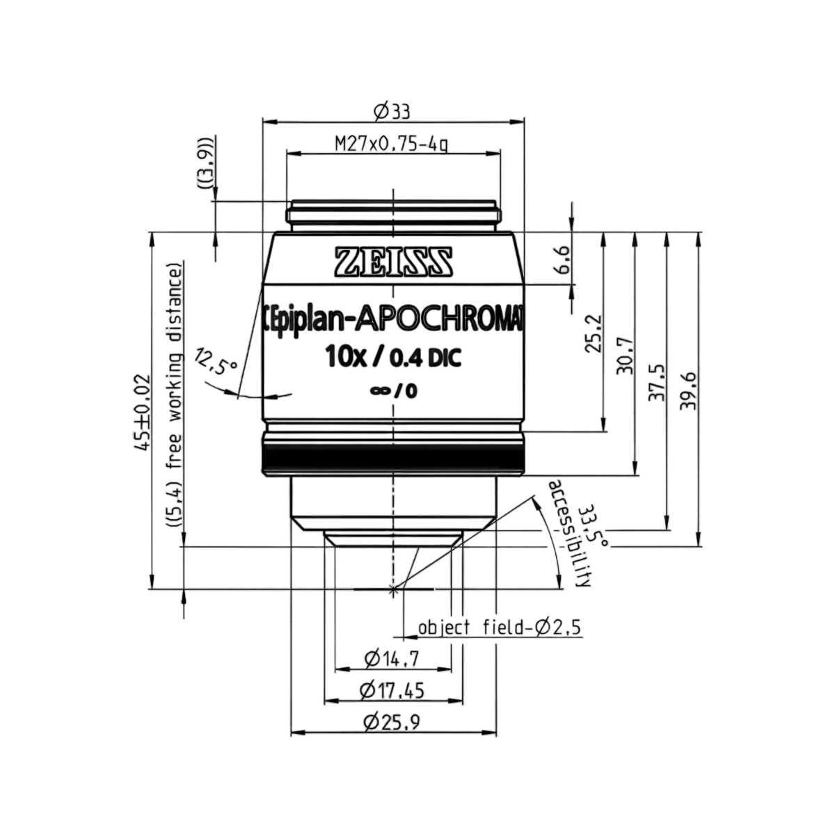 Объектив C Epiplan-Apochromat 10x/0.4 DIC M27, Zeiss