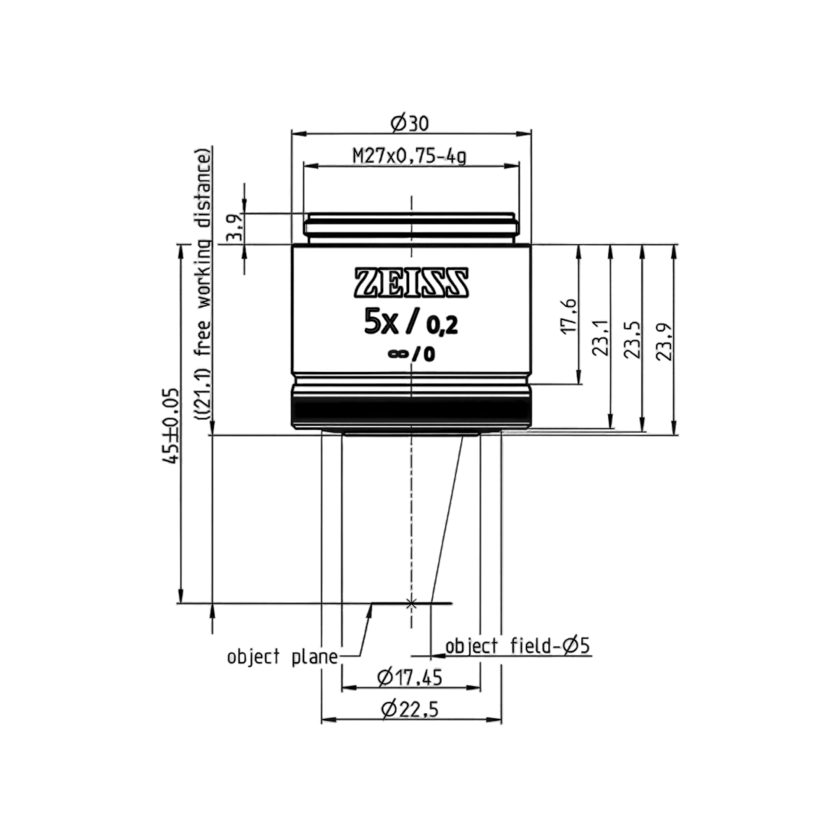 Объектив C Epiplan-Apochromat 5x/0.2 DIC M27, Zeiss