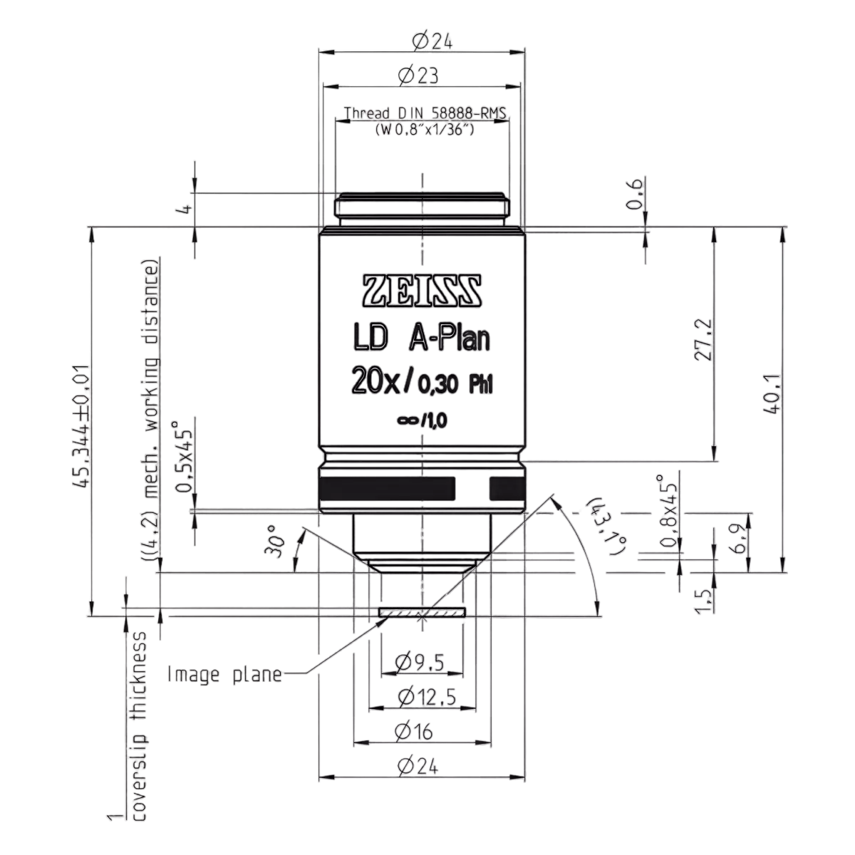 Объектив LD A-Plan 20x/0.3 Ph1, Zeiss