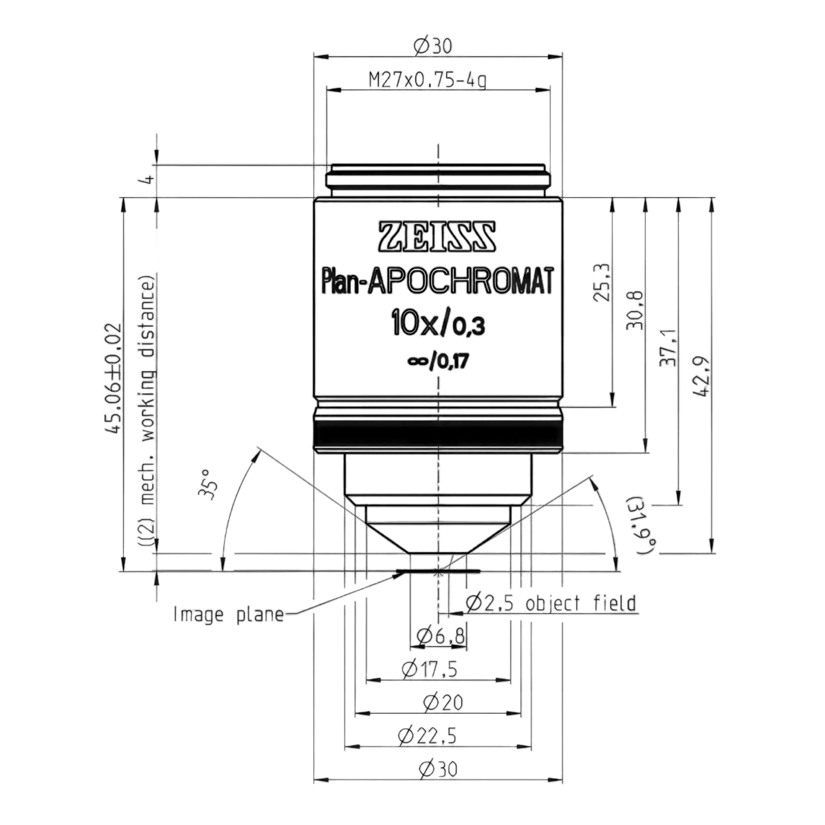 Объектив Plan-Apochromat 10x/0.3 M27, Zeiss