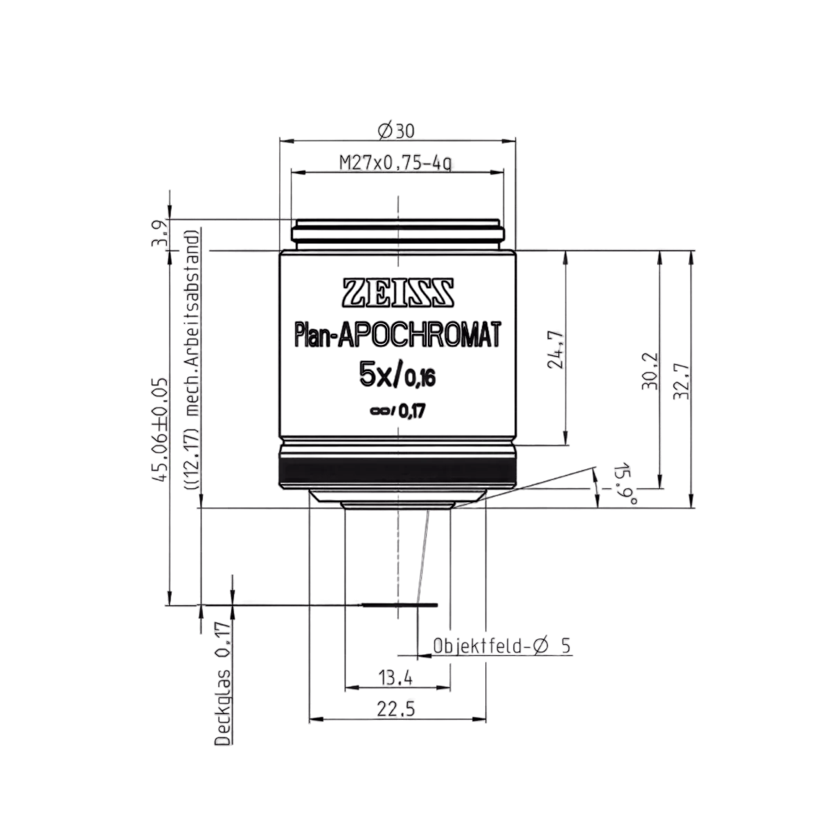 Объектив Plan-Apochromat 5x/0.16 M27, Zeiss