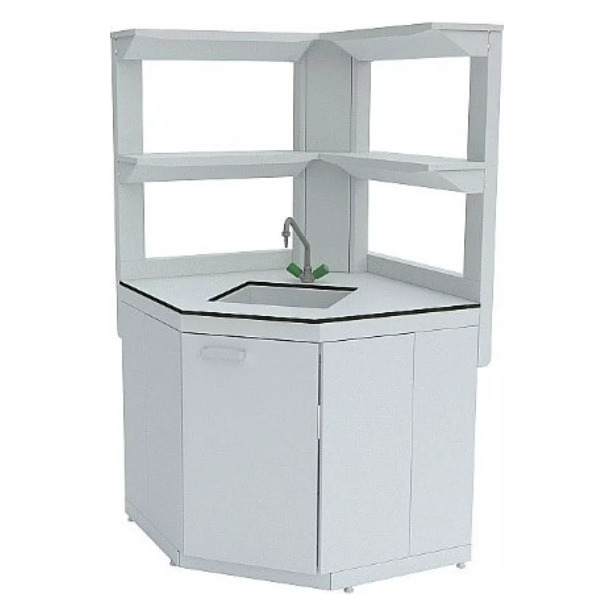 Стол-мойка угловая с 2 полками ЛАБТЕХ ЛК-900 СМС-Д (GranTec, корпус ЛДСП)