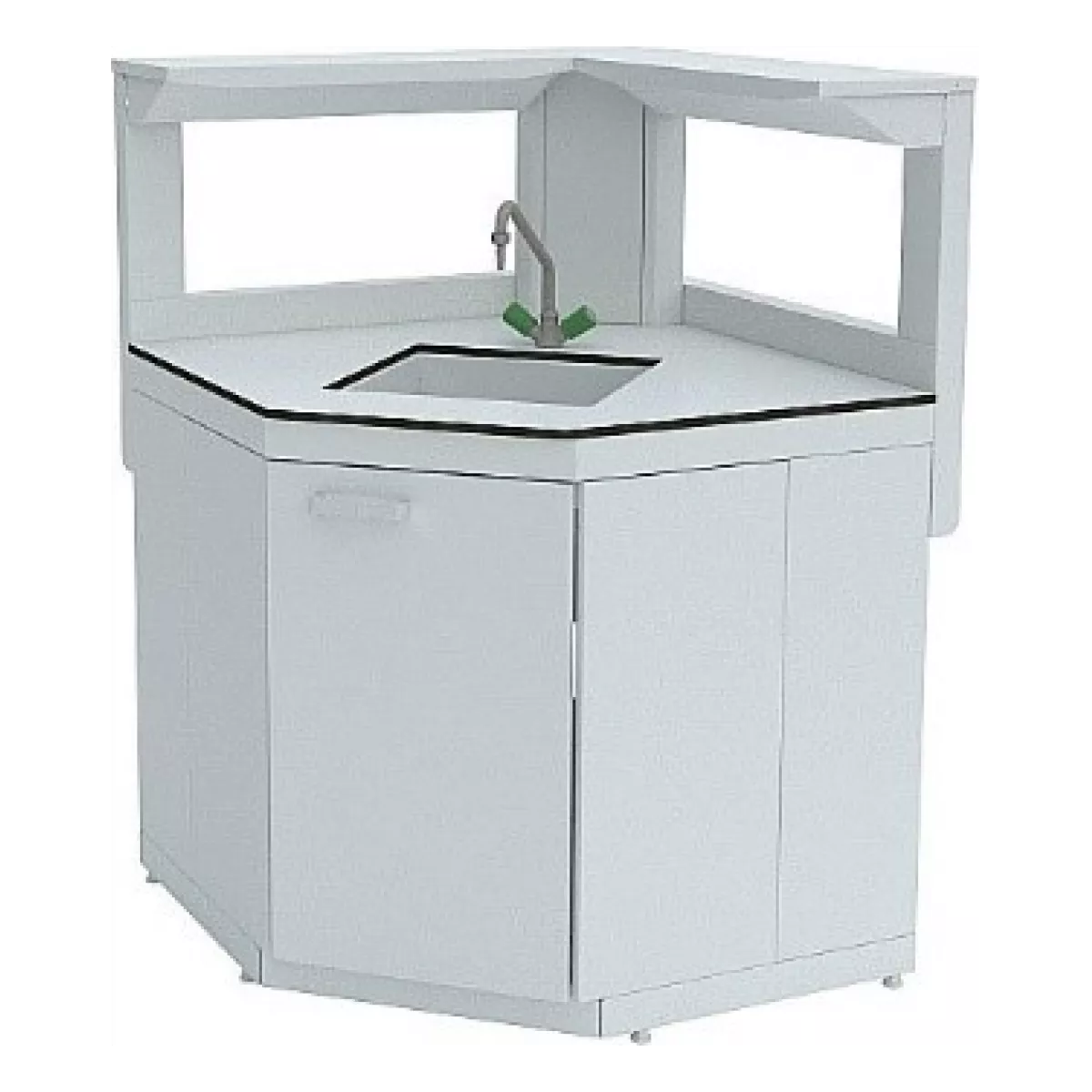 Стол-мойка угловая с полкой ЛАБТЕХ ЛК-900 СМС-Д (GranTec, корпус полипропилен)