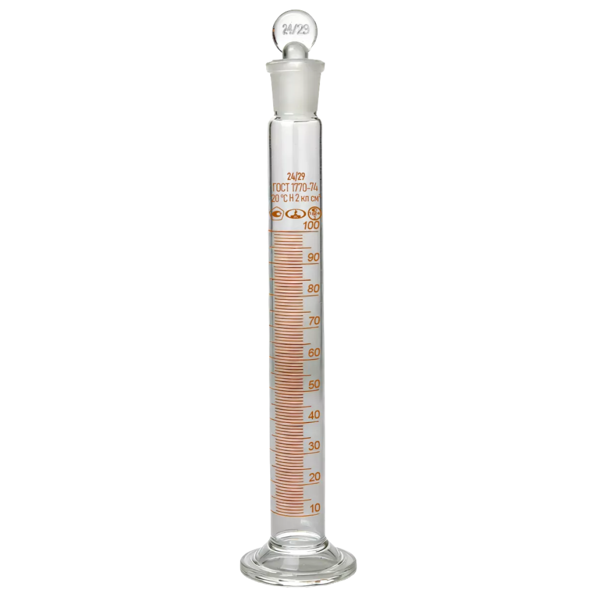 Цилиндр мерный 2-100-2 24/29 со стеклянной пробкой, 10004402